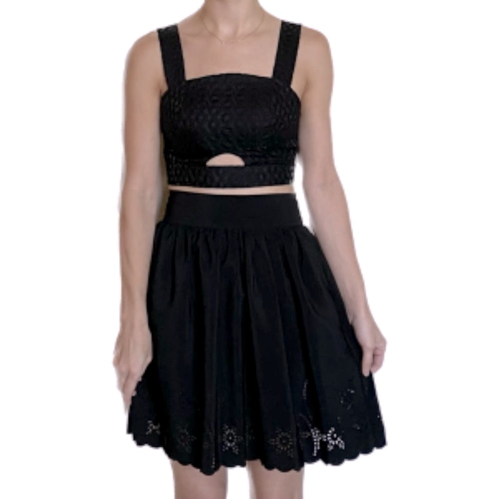 AQUA at Bloomingdaleโs Black Eyelet Skirt